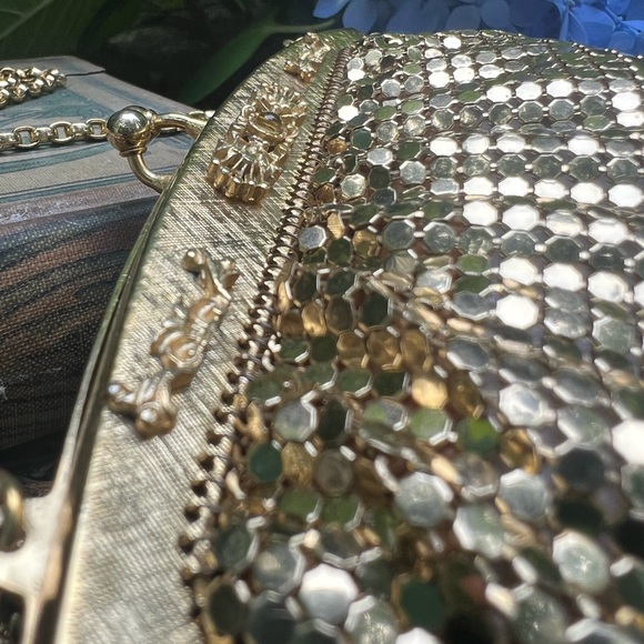 Vintage 1985 Whiting & Davis Gold Metal Mesh Mini Purse - Picture 8 of 14